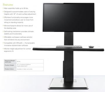 Humanscale Quickstand Eco Desktop Unit, Black