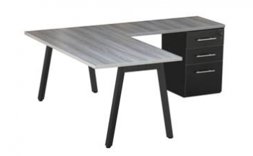 Cancun L-Desk with Angled Metal Legs