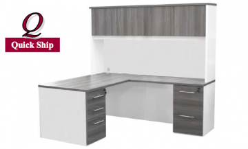 Cancun L-Unit with Side Hutch - QUICKSHIP