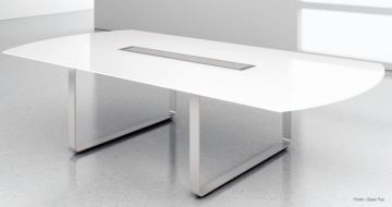 Krug Nuvo Deluxe White Glass-Top Conference Table