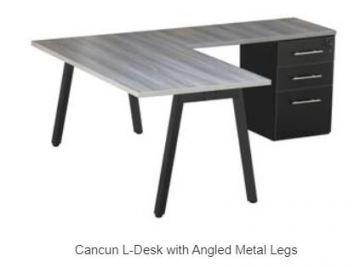 Cancun L-Desk with Drawer Full Pedestal FAST