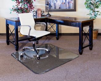 GLASS Chairmat with Beveled-Edges, Many Sizes Available,