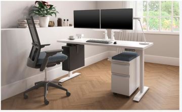 Hat Adjustable Height Tables with Mobile File and Monitor Mover