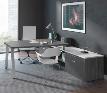 PCF Elements Trapezoid Table Desk, Beveled Legs